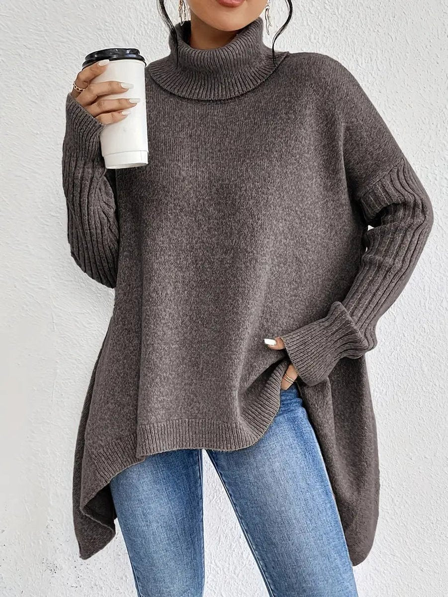 Women's Cozy Ribbed Turtleneck Sweater | Oversized Longline Knit Jumper 2