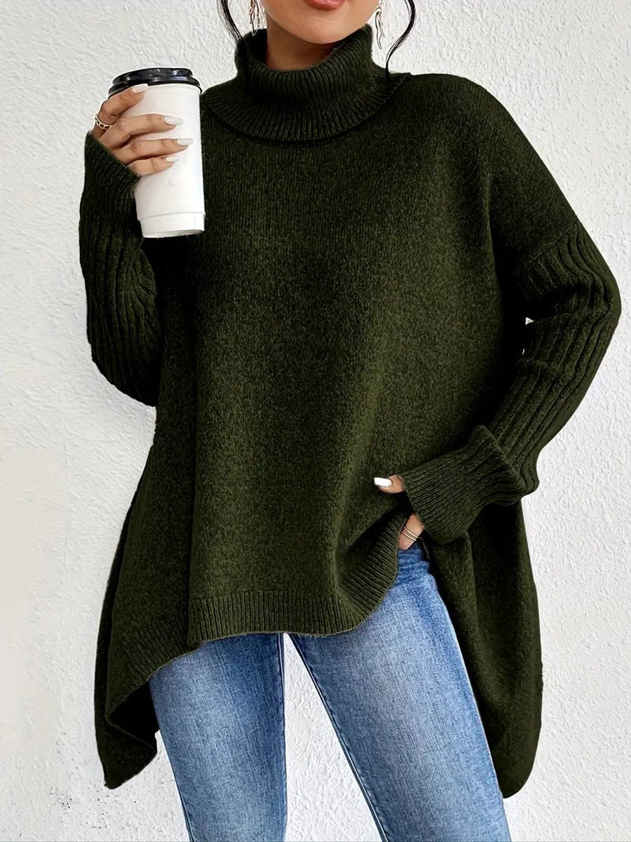 Women's Cozy Ribbed Turtleneck Sweater | Oversized Longline Knit Jumper 3