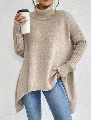 Women's Cozy Ribbed Turtleneck Sweater | Oversized Longline Knit Jumper 4