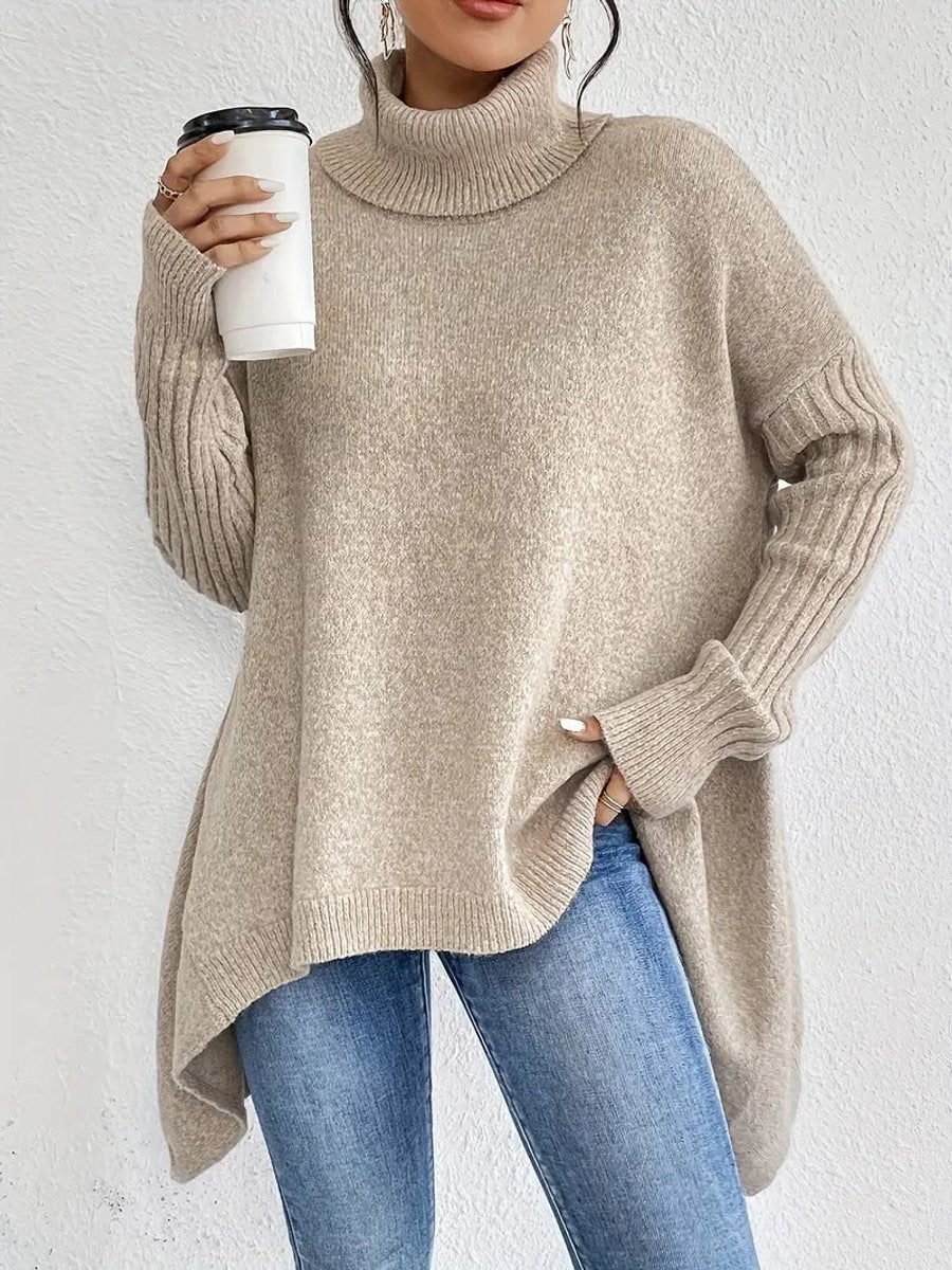 Women's Cozy Ribbed Turtleneck Sweater | Oversized Longline Knit Jumper 4