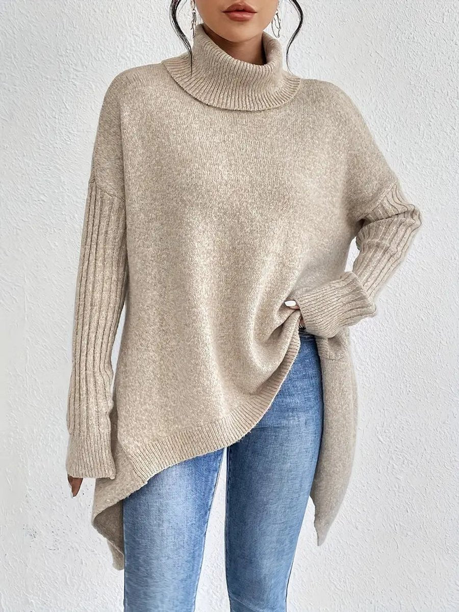 Women's Cozy Ribbed Turtleneck Sweater | Oversized Longline Knit Jumper 5