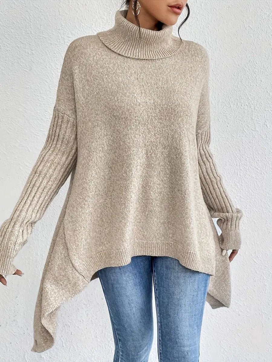 Women's Cozy Ribbed Turtleneck Sweater | Oversized Longline Knit Jumper 6