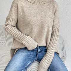 Women's Cozy Ribbed Turtleneck Sweater | Oversized Longline Knit Jumper 7