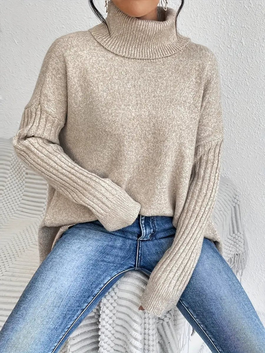 Women's Cozy Ribbed Turtleneck Sweater | Oversized Longline Knit Jumper 7