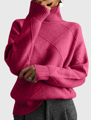Women's Cozy Wool Blend Oversized Sweater | Elegant Roll Neck Winter Knit 0