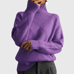 Women's Cozy Wool Blend Oversized Sweater | Elegant Roll Neck Winter Knit 3