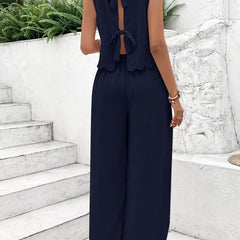 Elegant Women's Co-Ord Set | Crinkle Texture Two Piece Set with Sleeveless Top & Relaxed Wide-Leg Trousers for Effortless Style 6
