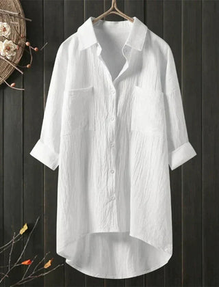 Women's Crinkled Cotton Shirt | Casual Oversized Button-Up Blouse 0