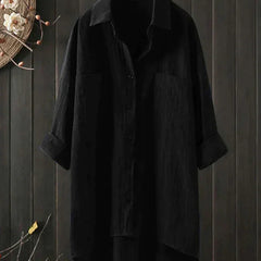 Women's Crinkled Cotton Shirt | Casual Oversized Button-Up Blouse 1