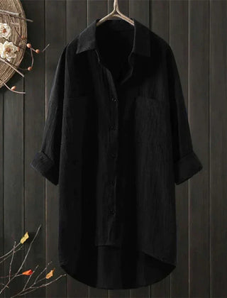 Women's Crinkled Cotton Shirt | Casual Oversized Button-Up Blouse 1