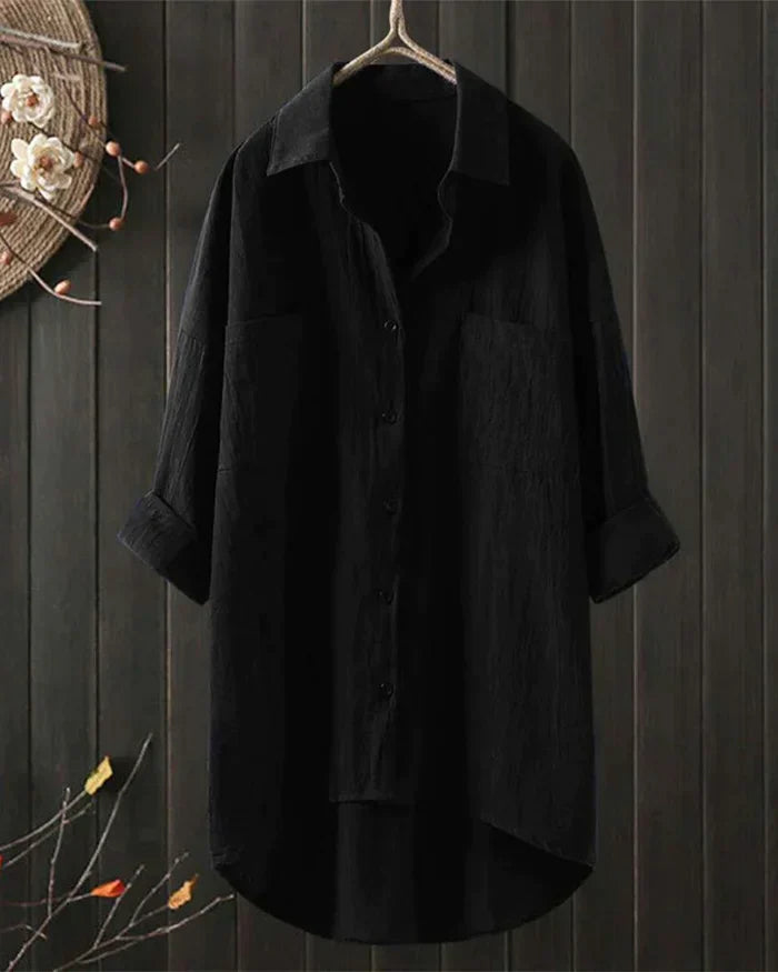Women's Crinkled Cotton Shirt | Casual Oversized Button-Up Blouse 1