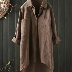 Women's Crinkled Cotton Shirt | Casual Oversized Button-Up Blouse 2