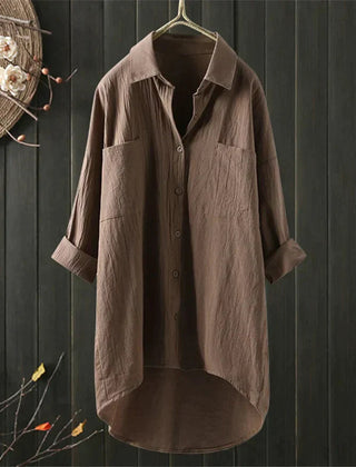 Women's Crinkled Cotton Shirt | Casual Oversized Button-Up Blouse 2