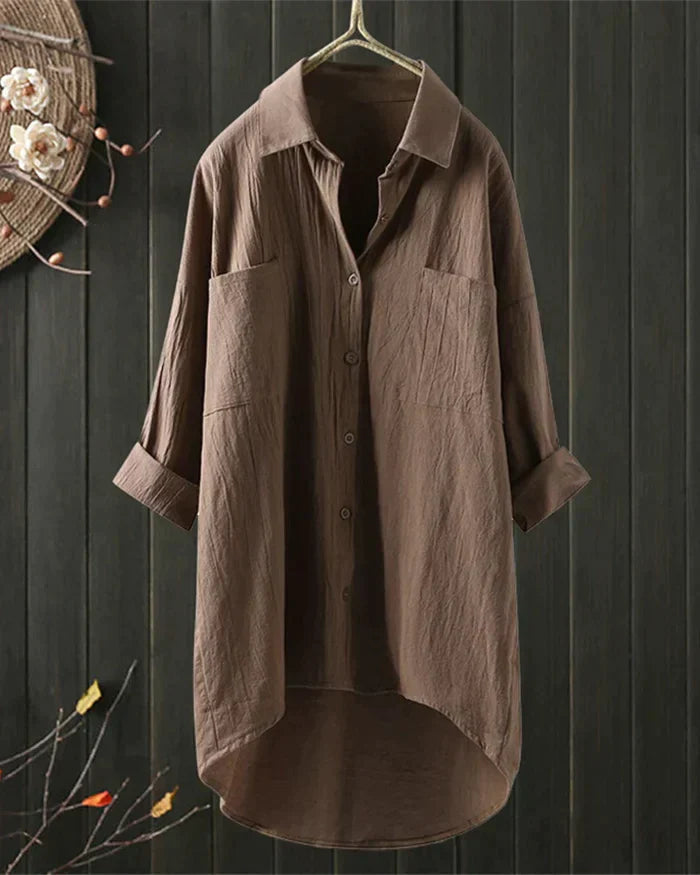 Women's Crinkled Cotton Shirt | Casual Oversized Button-Up Blouse 2