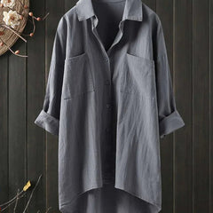 Women's Crinkled Cotton Shirt | Casual Oversized Button-Up Blouse 3