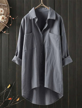 Women's Crinkled Cotton Shirt | Casual Oversized Button-Up Blouse 3