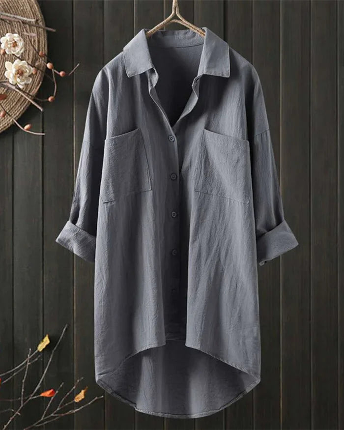 Women's Crinkled Cotton Shirt | Casual Oversized Button-Up Blouse 3