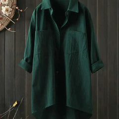 Women's Crinkled Cotton Shirt | Casual Oversized Button-Up Blouse 4