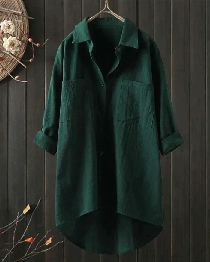 Women's Crinkled Cotton Shirt | Casual Oversized Button-Up Blouse 4