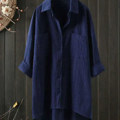 Women's Crinkled Cotton Shirt | Casual Oversized Button-Up Blouse 5