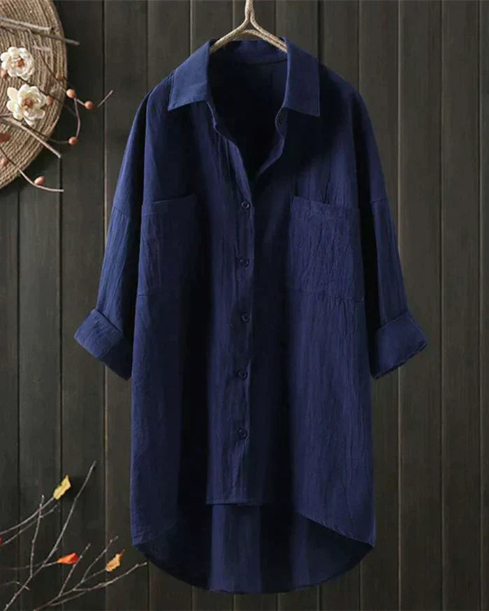 Women's Crinkled Cotton Shirt | Casual Oversized Button-Up Blouse 5