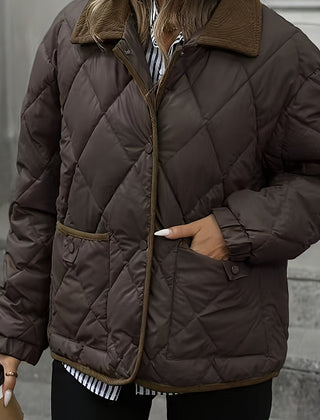 Women's Diamond-Quilted Puffer Jacket | Cozy Elegant Winter Outerwear 0