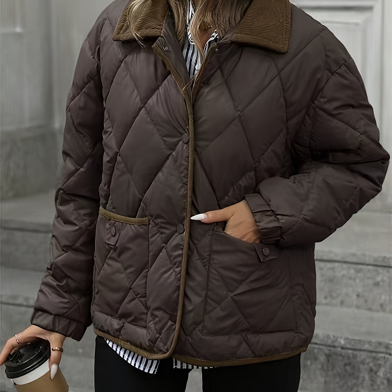 Women's Diamond-Quilted Puffer Jacket | Cozy Elegant Winter Outerwear 0