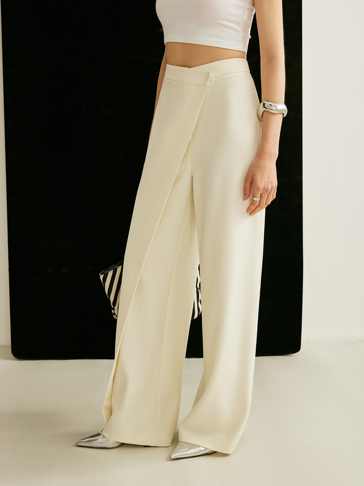 Women's Elegant Asymmetrical Wrap Wide Leg Pants | Chic High-Waist Trousers 3