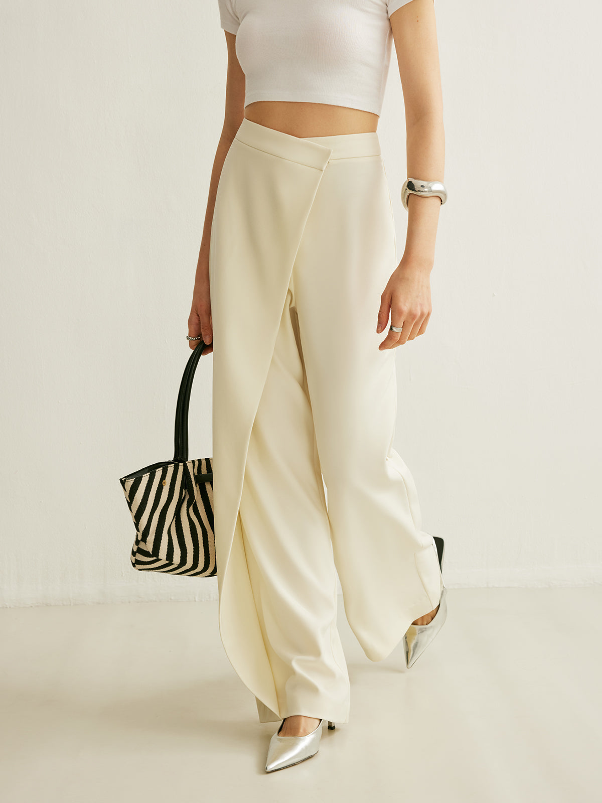 Women's Elegant Asymmetrical Wrap Wide Leg Pants | Chic High-Waist Trousers 4