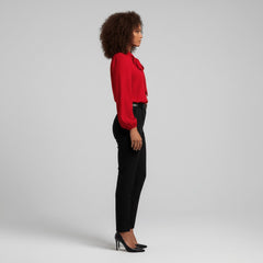 Women's Elegant Bow-Tie Neck Blouse | Relaxed-Fit Long Sleeve Top 2