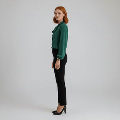 Women's Elegant Bow-Tie Neck Blouse | Relaxed-Fit Long Sleeve Top 5