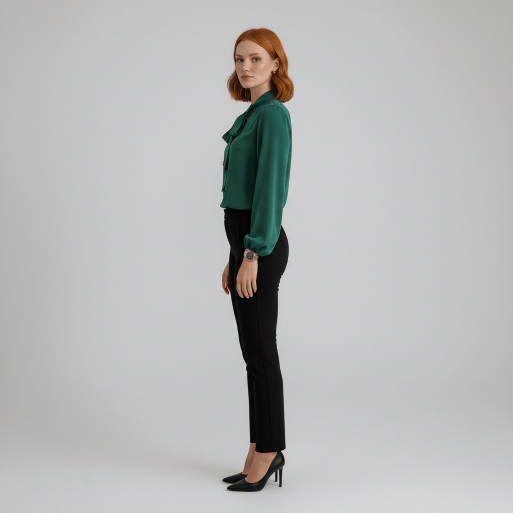 Women's Elegant Bow-Tie Neck Blouse | Relaxed-Fit Long Sleeve Top 5
