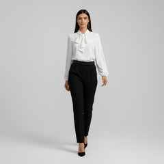 Women's Elegant Bow-Tie Neck Blouse | Relaxed-Fit Long Sleeve Top 7