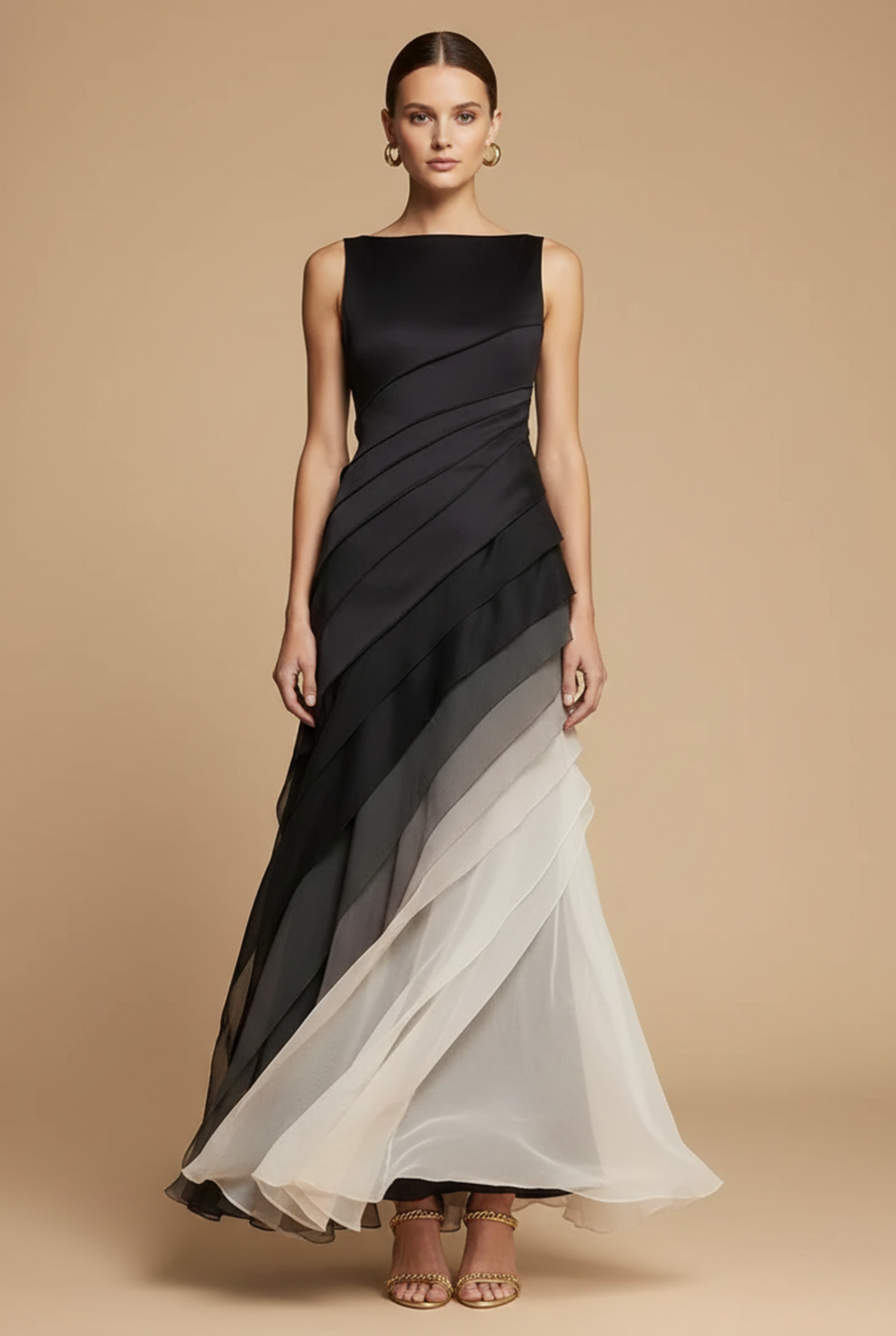 Women's Elegant Chiffon Maxi Dress | Tiered Ombre Evening Gown 0