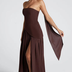 Women's Elegant Corset Strapless Evening Gown | Chic High Slit Formal Dress 1