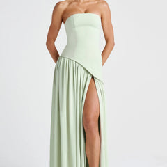 Women's Elegant Corset Strapless Evening Gown | Chic High Slit Formal Dress 10