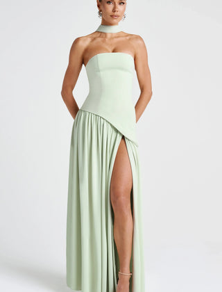 Women's Elegant Corset Strapless Evening Gown | Chic High Slit Formal Dress 10