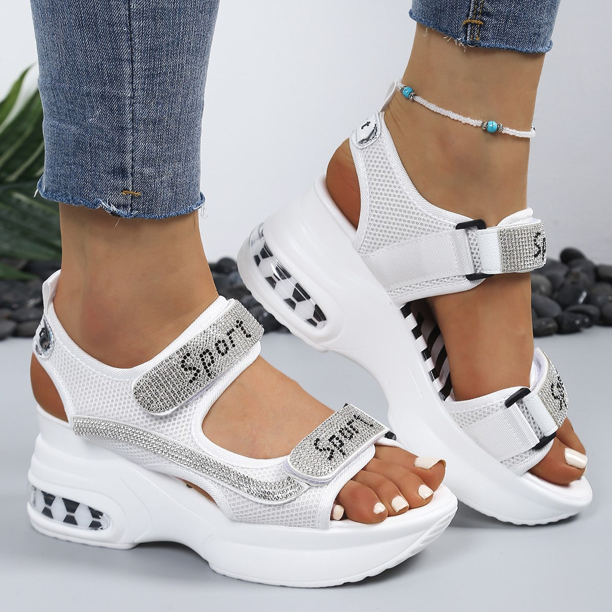 Women's Elegant Crystal-Embellished Orthopedic Sandals | Chic Platform Shoes 4