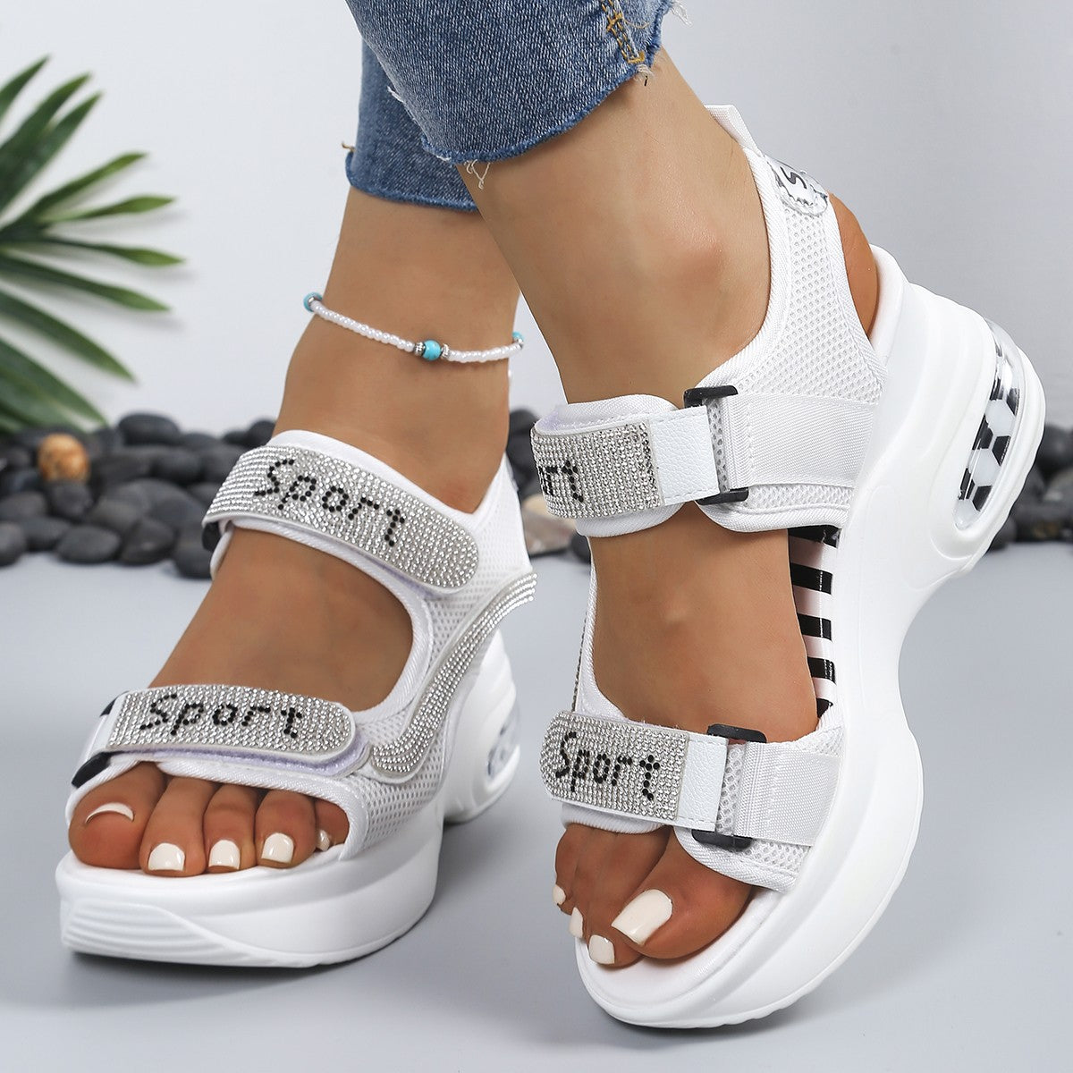 Women's Elegant Crystal-Embellished Orthopedic Sandals | Chic Platform Shoes 5