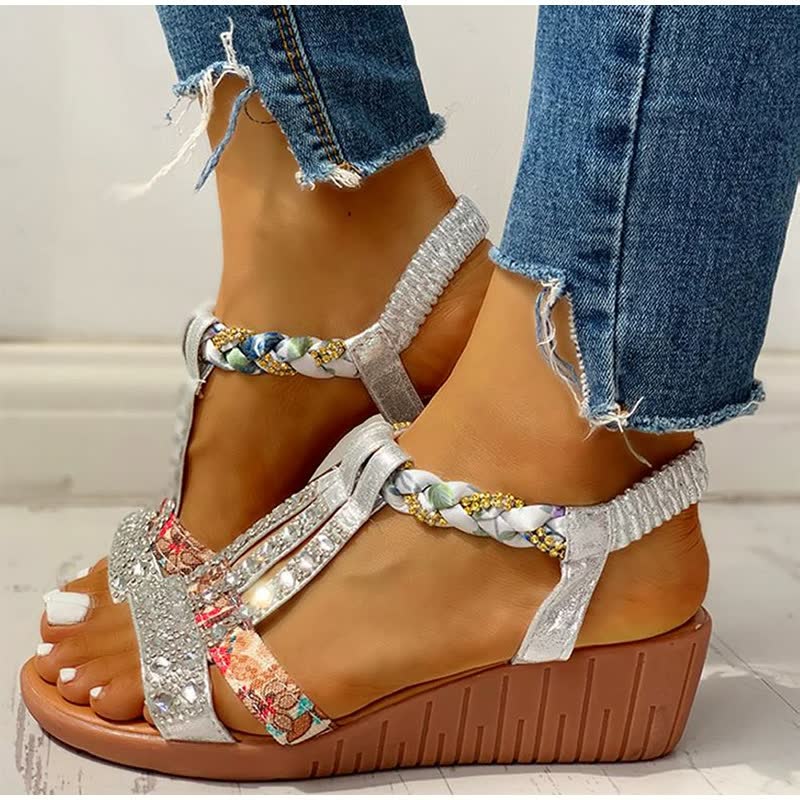 Women's Elegant Elastic Strap Wedge Sandals | Lightweight Comfortable Summer Footwear 2