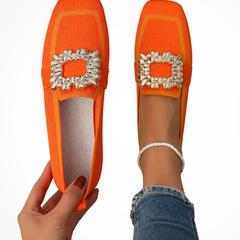 Women's Elegant Embellished Loafers | Chic Square Toe Orthopedic Shoes 0