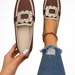 Women's Elegant Embellished Loafers | Chic Square Toe Orthopedic Shoes 1