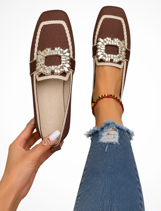Women's Elegant Embellished Loafers | Chic Square Toe Orthopedic Shoes 1