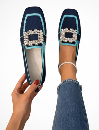 Women's Elegant Embellished Loafers | Chic Square Toe Orthopedic Shoes 2