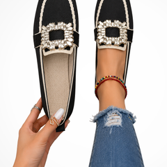 Women's Elegant Embellished Loafers | Chic Square Toe Orthopedic Shoes 3