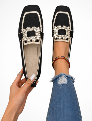 Women's Elegant Embellished Loafers | Chic Square Toe Orthopedic Shoes 3