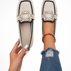 Women's Elegant Embellished Loafers | Chic Square Toe Orthopedic Shoes 4