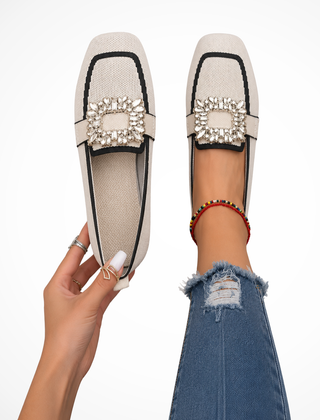 Women's Elegant Embellished Loafers | Chic Square Toe Orthopedic Shoes 4