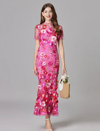 Women's Elegant Embroidered Mesh Maxi Dress | Sophisticated Evening Gown for Special Occasions 2