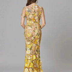 Women's Elegant Embroidered Mesh Maxi Dress | Sophisticated Evening Gown for Special Occasions 4